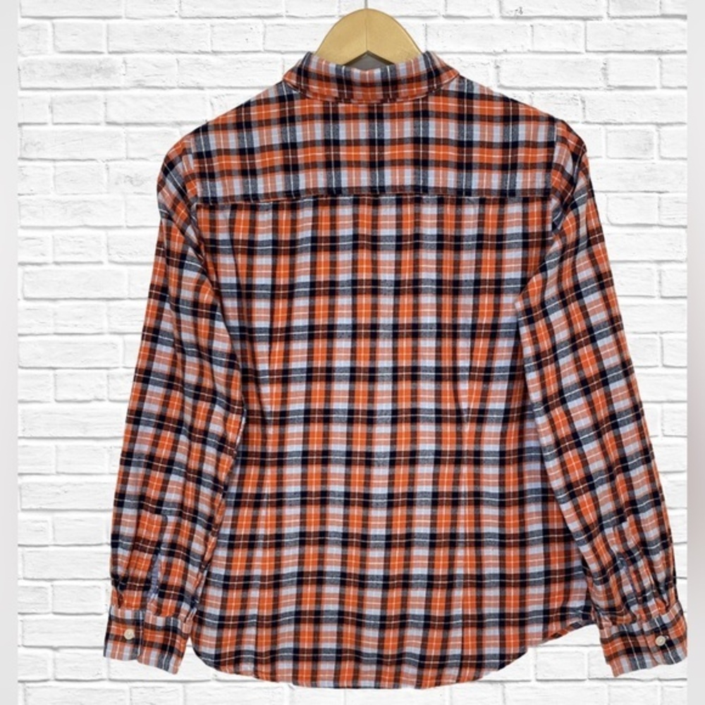 Women’s Nautica Orange & Black Plaid Long Sleeve Button Down‎ Size Medium - Picture 2 of 8